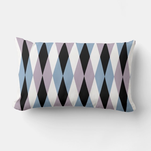Harlequin Diamond Pattern - Blue and Dusty Lila Kussen (Voorkant)