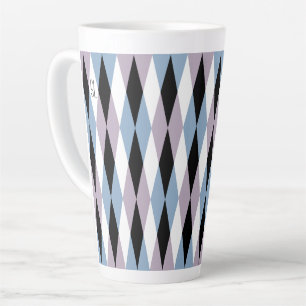 Harlequin Diamond Pattern - Blue and Dusty Lila Latte Mok