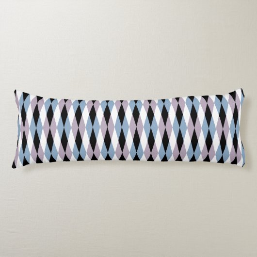 Harlequin Diamond Pattern - Blue and Dusty Lila Lichaamskussen (Voorkant)