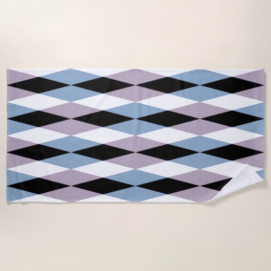 Harlequin Diamond Pattern - Blue and Dusty Lila Strandlaken (Voorkant)