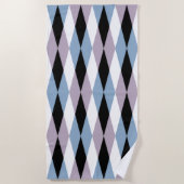 Harlequin Diamond Pattern - Blue and Dusty Lila Strandlaken (Voorkant)