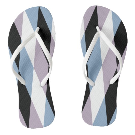Harlequin Diamond Pattern - Blue and Dusty Lila Teenslippers (Voetbed)