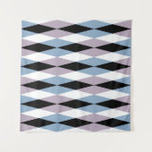 Harlequin Diamond Pattern - Blue and Dusty Lila Wandkleed (Voorkant (horizontaal))