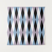Harlequin Diamond Pattern - Blue and Dusty Lila Wandkleed (Voorkant)