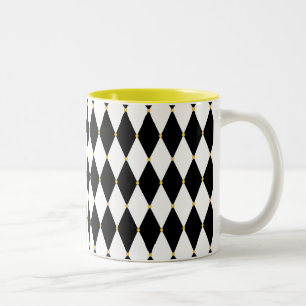 Harlequin Diamond Pattern Tweekleurige Koffiemok