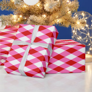 Harlequin Doe-het-zelf Kleuren Rood Roze Wit Cadeaupapier