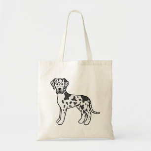 Harlequin Dog Great Dane Cartoon Tekening Tote Bag