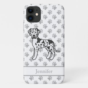 Harlequin Dog Great Dane Schattige Cartoon Hond & iPhone 11 Hoesje