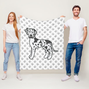 Harlequin Dog Great Dane Schattige Cartoon Hond &  Fleece Deken