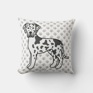 Harlequin Dog Great Dane Schattige Cartoon Hond &  Kussen