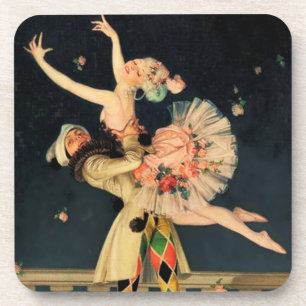 “Harlequin en Columbine” door FX Leyendecker Bier Onderzetter
