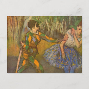 Harlequin en Columbine van Edgar Degas Kunst Briefkaart