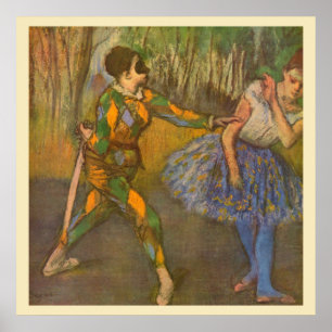 Harlequin en Columbine van Edgar Degas Kunst Poster