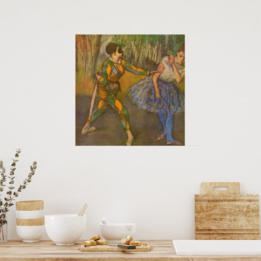 Harlequin en Columbine van Edgar Degas Kunst Poster (Keuken)