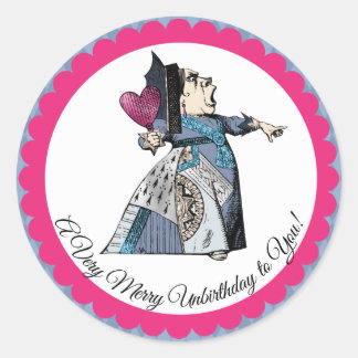 Harlequin en Roze grens Ronde Sticker