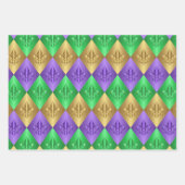 Harlequin Fleur-de-Lis Mardi Gras Pattern Inpakpapier Vel (Voorkant 2)