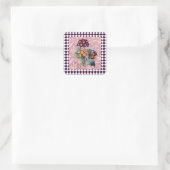  Harlequin Garden Flower Panel Vierkante Sticker (Tas)