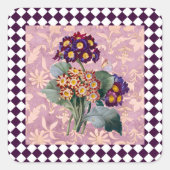  Harlequin Garden Flower Panel Vierkante Sticker (Voorkant)