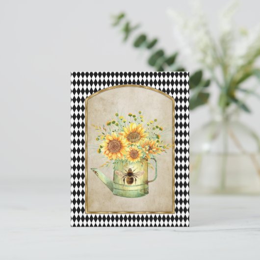  Harlequin Garden Sunflower Briefkaart (Staand voorkant)