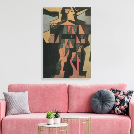 Harlequin, gemaakt door Juan Gris, Cubistische ku Canvas Afdruk (Insitu (Woonkamer))