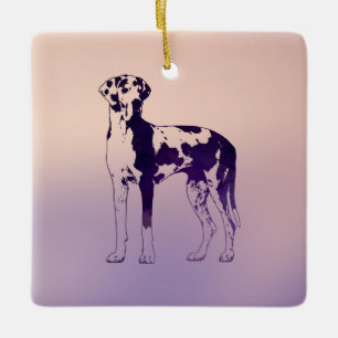 Harlequin Great Dane Keramisch Ornament