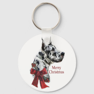 Harlequin Great Dane-kerstcadeaus Sleutelhanger