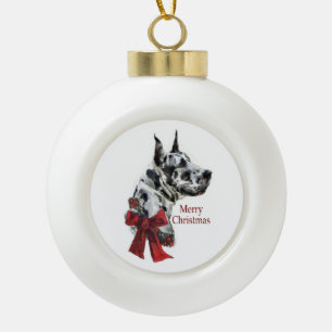 Harlequin Great Dane Kerstmis Keramische Bal Ornament