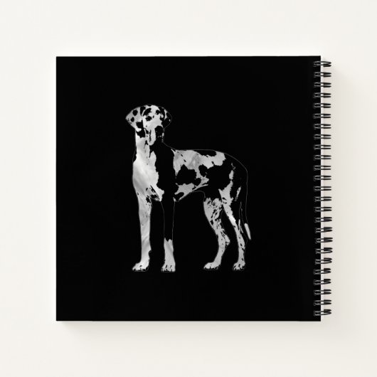 Harlequin Great Dane-pearl en Silver Notitieboek (Achterkant)