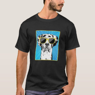 Harlequin Great Dane Portrait Pop Art Dog met Sun T-shirt