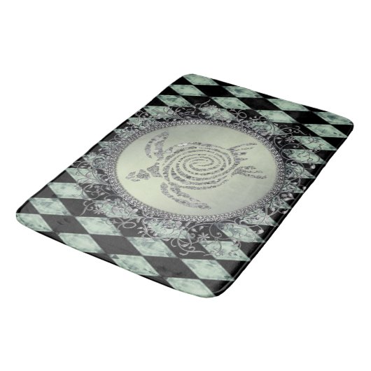 Harlequin Green en Silver Glitter Zee Schildpad Badmat (Gekanteld)