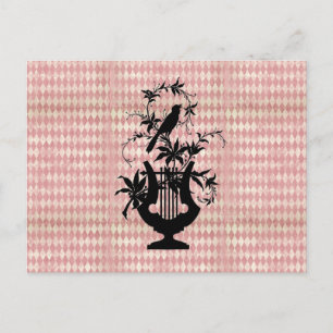 Harlequin Harp Bird Silhouette Briefkaart
