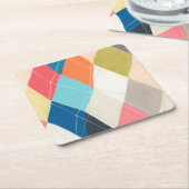 Harlequin Hopscotch - Argyle Pattern Vierkante Kartonnen Onderzetter (Schuin)