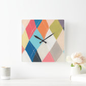 Harlequin Hopscotch - Argyle Pattern Vierkante Klok (Huis)