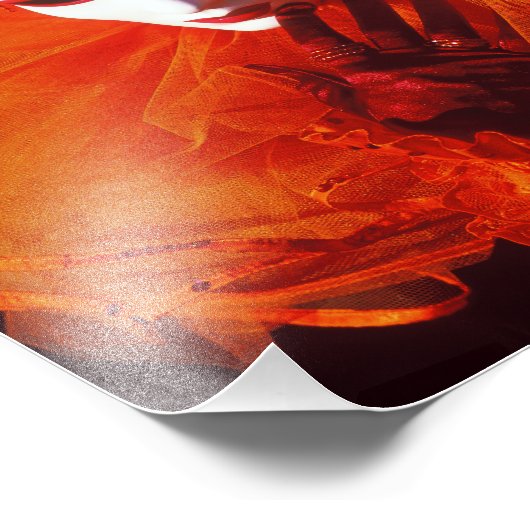 Harlequin in het Sinaasappel bij het carnaval van Foto Afdruk (Hoek)