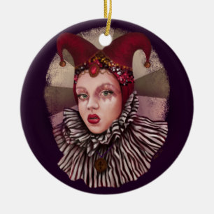 Harlequin Jester  Keramisch Ornament