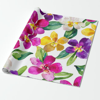 Harlequin Orchid Multicolor Purple Yellow Floral Cadeaupapier