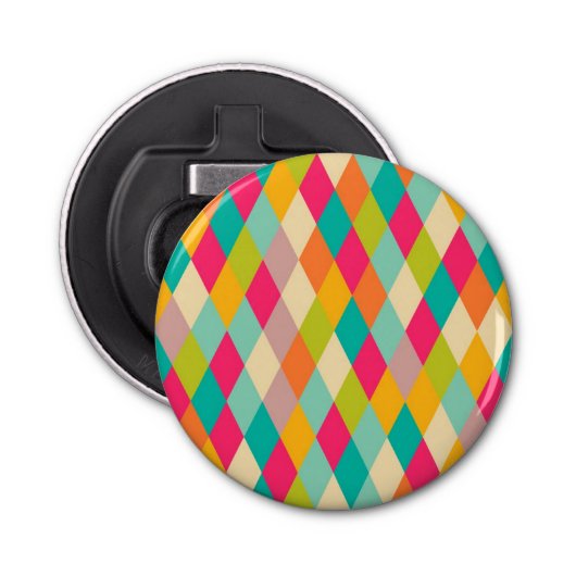 Harlequin  patroon button flesopener (Voorkant)