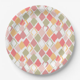 Harlequin-patroon in de zomerkleuren van popsicles papieren bordje