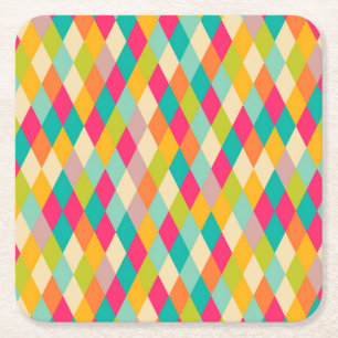 Harlequin patroon vierkante kartonnen onderzetter