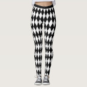 Harlequin Pattern Black en White Leggings (Voorkant)