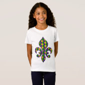 Harlequin Pattern Mardi Gras Fleur Design 1 T-shirt (Voorkant volledig)