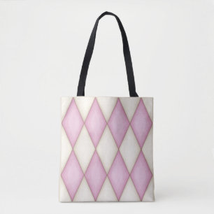Harlequin Pattern voor roze en Cream Diamond Draagtas