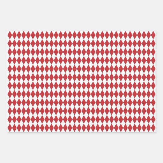 Harlequin, rood, groen en wit inpakpapier vel (Voorkant)