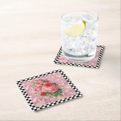  Harlequin Roses Vierkante Kartonnen Onderzetter (Insitu)