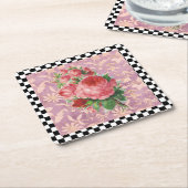  Harlequin Roses Vierkante Kartonnen Onderzetter (Schuin)