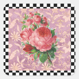  Harlequin Roses Vierkante Sticker