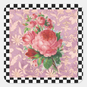  Harlequin Roses Vierkante Sticker