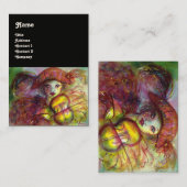 HARLEQUIN, roze rode gele zwarte sparren Visitekaartje (Voorkant / Achterkant)