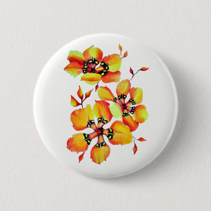 Harlequin Sparas Tricolor Waterverf Flowers Ronde Button 5,7 Cm