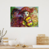 HARLEQUIN SPEELT VIOLIN / Venetiaans carnaval Poster (Keuken)